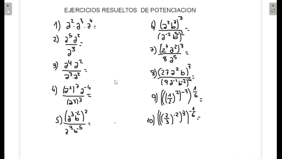 ejercicios resueltos de potenciación
