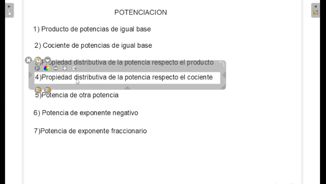 propiedades de la potenciación