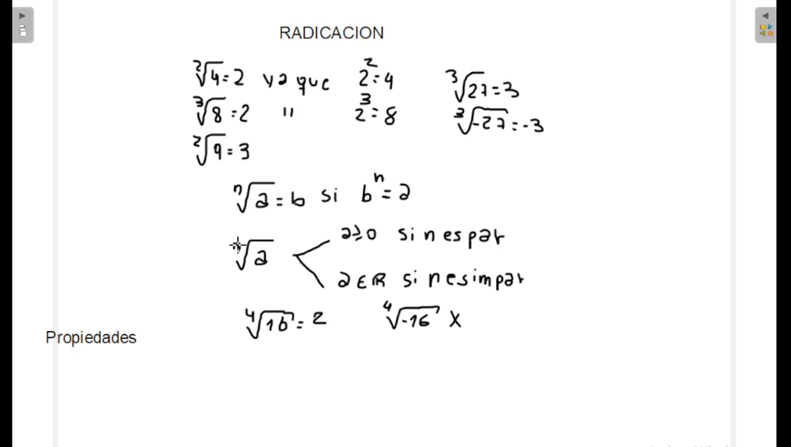 propiedades de la radicacion