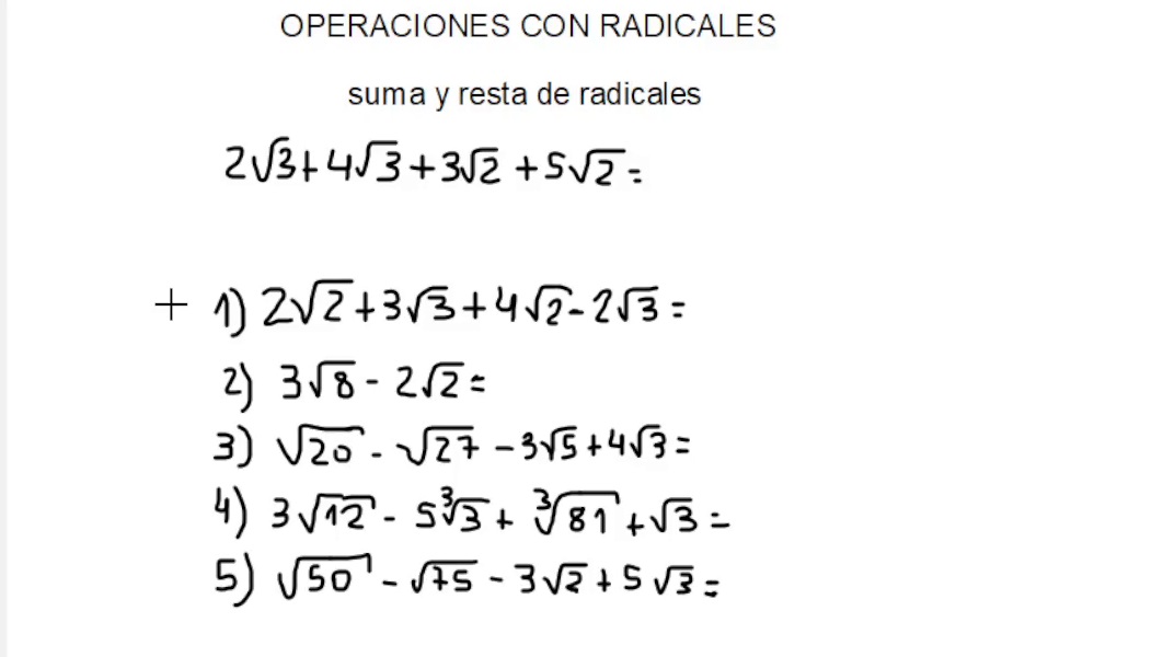 suma y resta de radicales